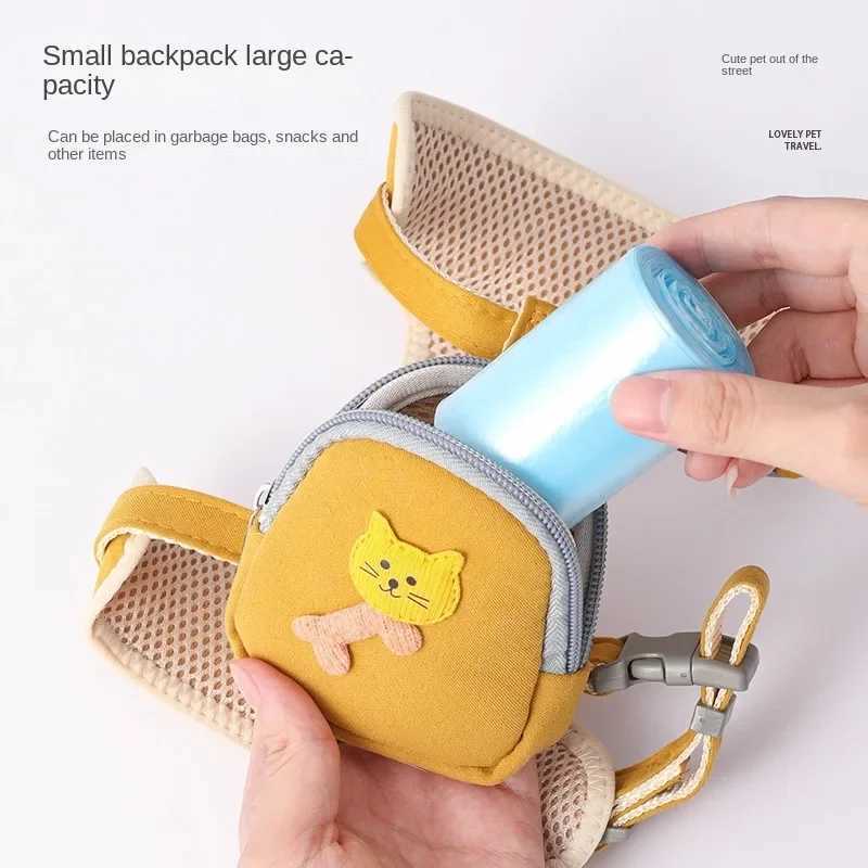Dog Harness with Leash Set Pet Snack Bag Dog Backpack Harness for Small Large Dog Outdoor Travel Cat Collar PersonalizedT250318