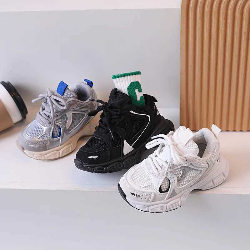 Kids Casual Sports Shoes with Thick Soles Boys Girls Fashion Versatile Sneakers 2024 New Children Mesh Breathable Running Shoes W250318