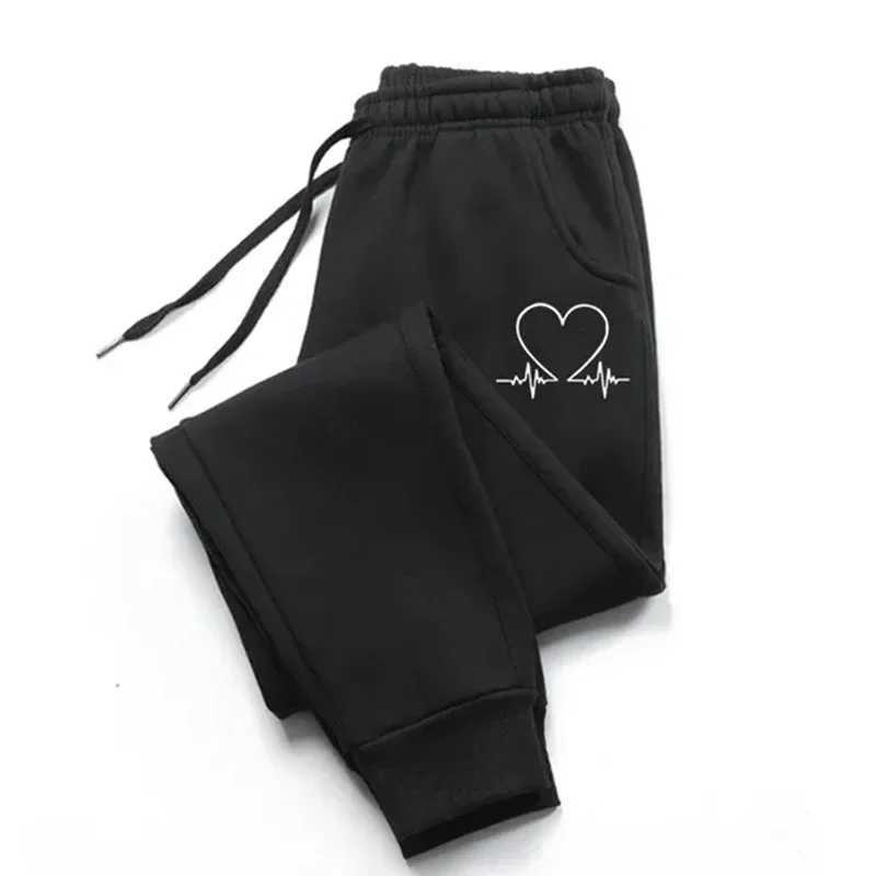 Womens heart-shaped printed sports pants luxury pants jogging Trouser casual sports fitness solid casual sports pants womens sports pants W250318