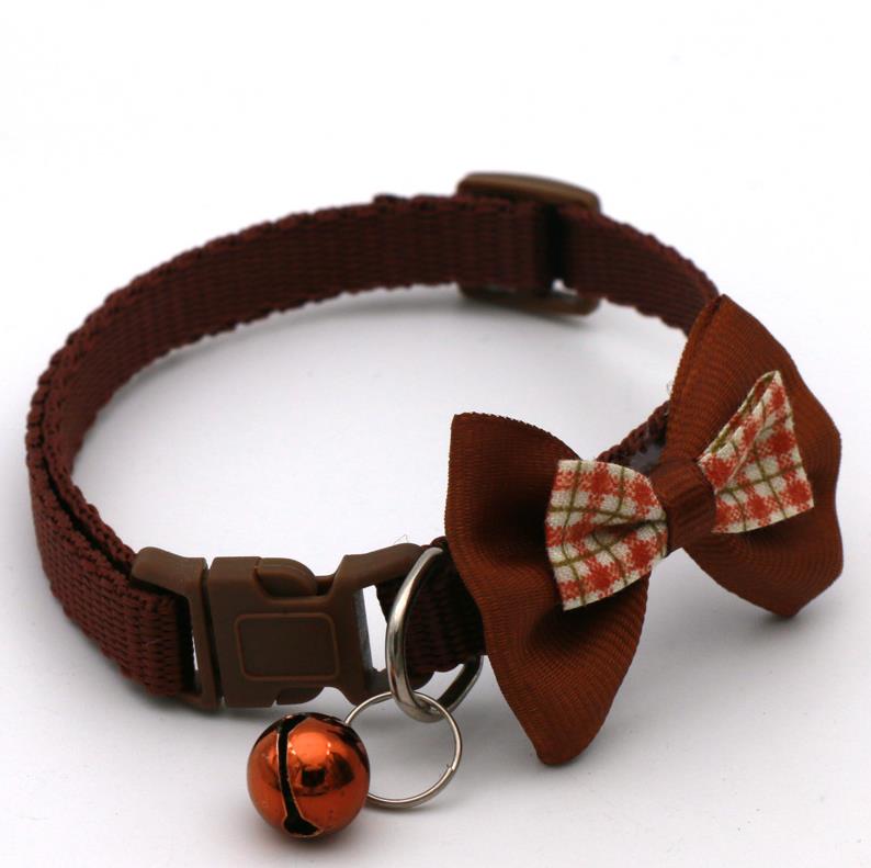 Cute Pet Collar Adjustable Buckle Plaid Bow Tie Colorful Dog Puppy Cat Collars With Bell Accessories Adjustable Pet Dressing Tools ni125