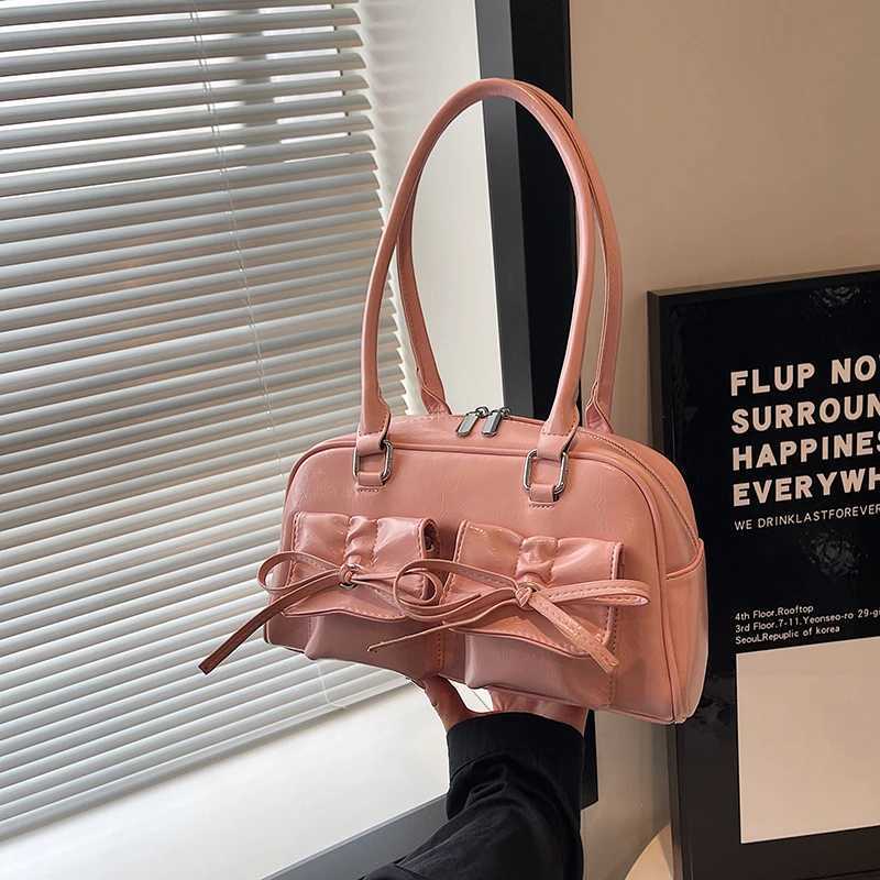 Ballet style shoder bag bow underarm bag wens bowling bag Y250318
