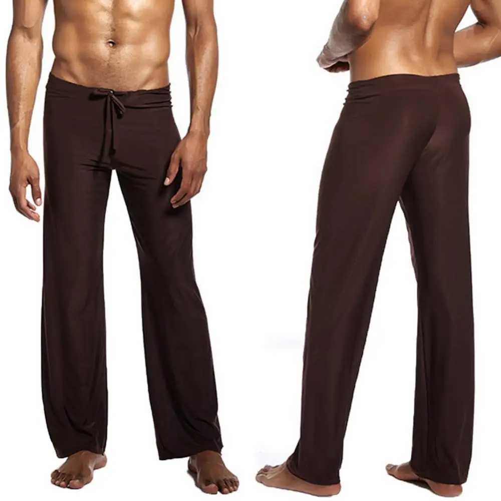 Mens Casual Solid Color Low-waisted Drawstring Loose Pants Running Yoga Trousers W250318