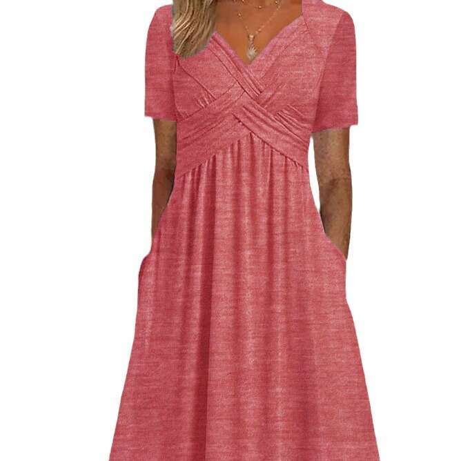 hot summer short sleeved European and American women's personalized dress 2025 new casual versatile fashion clothing