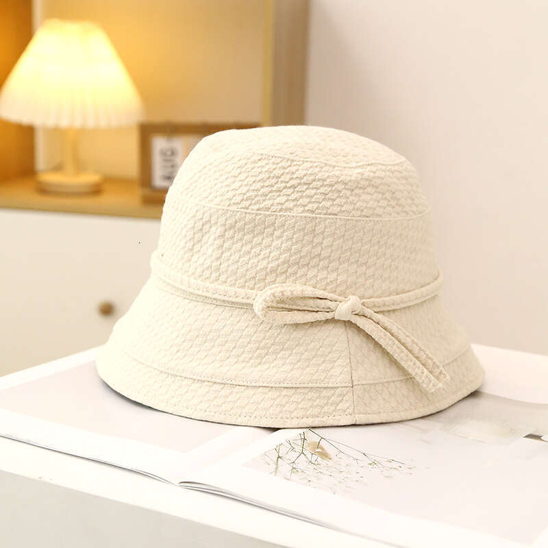Autumn and winter Japanese style simple casual bow decoration flat top fisherman basin fashion cloth hat
