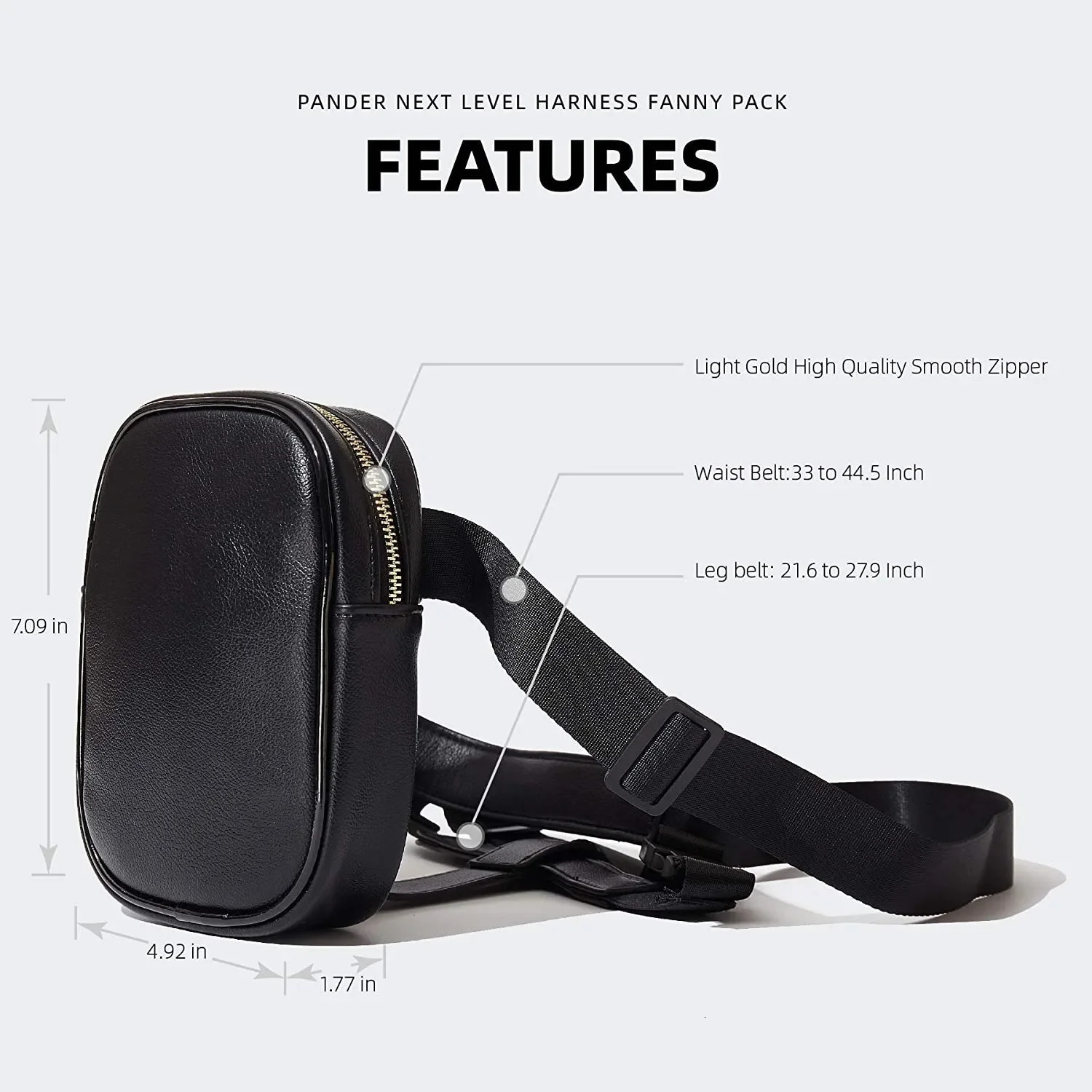 Trendy Stylish Black Women Waist Leg Belt Leather Cool Girl Bag Fanny Pack for Outdoor Hiking Motorcycle 250327