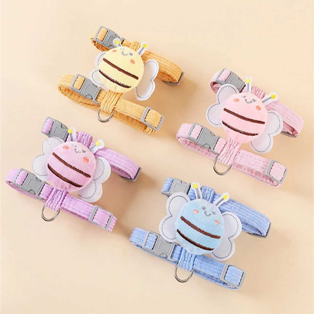 Cat Harness Leash Collar Set Adjustable Cartoon Bee Double Layer Dog Harness For Small Medium Pet Collar Leash Outdoor WalkingT250319