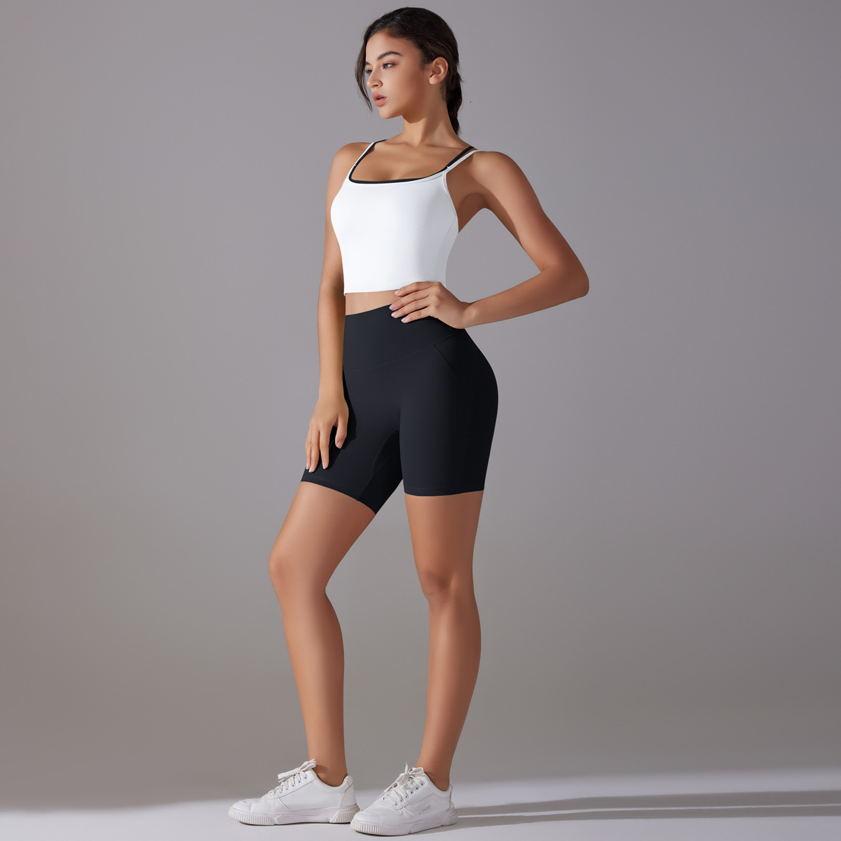 New tracksuit antibacterial non wearing underwear set, beautiful back cross color sports underwear, fitness shorts, yoga clothes for women leggings