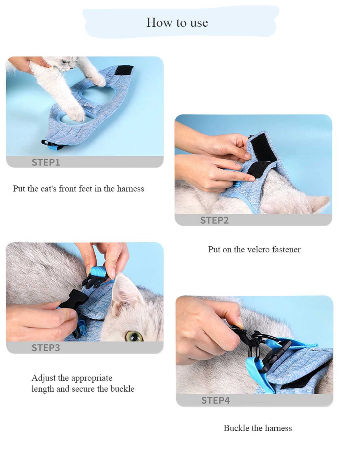 Cat harness for outdoor walking leak proof soft adjustable pet vest harness harness for cats light dogs and dogsT250318