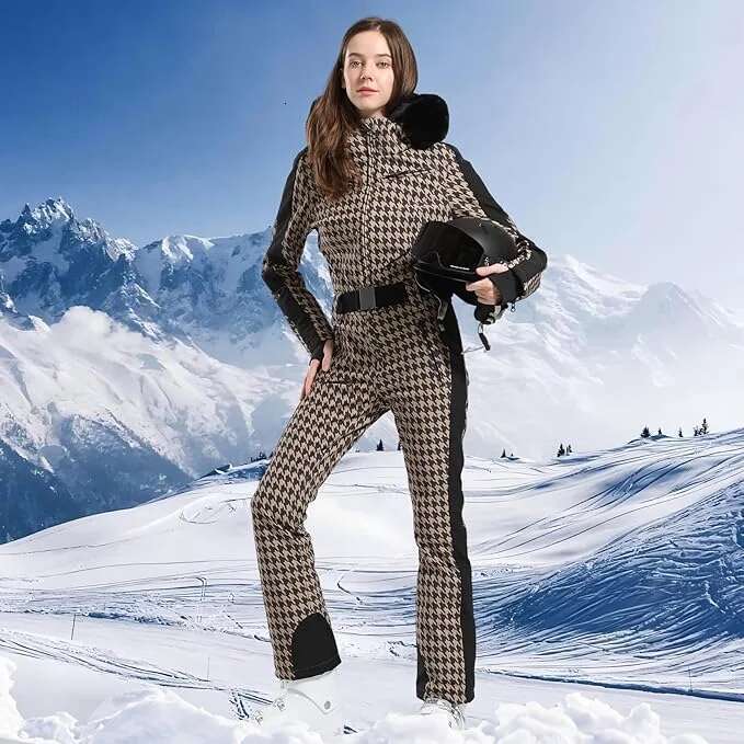 Tight Dress GSOU SNOW One-Piece Ski Suit Women Thickening Snowboard Female Overalls Winter Windproof Waterproof Breathable Clothing Skiing