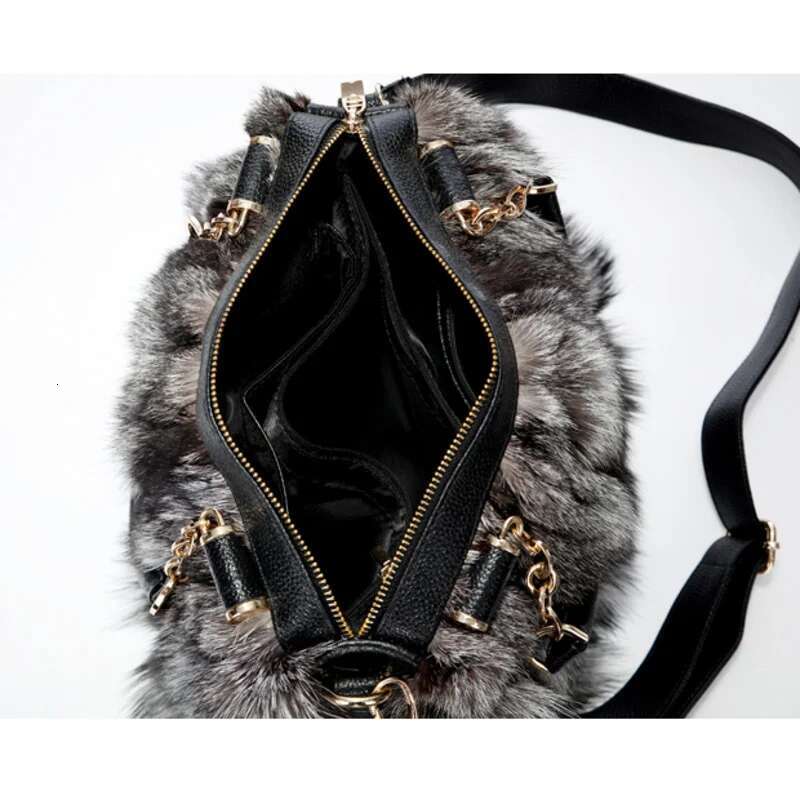 Winter Women's Fashion Handbag Ladies Purses Women Shoulder Bag Real Sier Fox Fur Messenger Bags