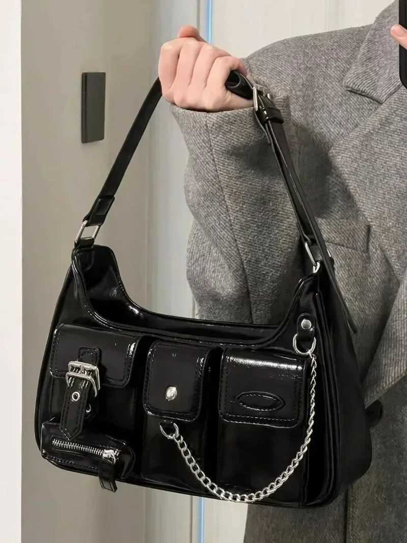 Richme Punk Womens Bag 2025 Trend New Design Chains Crossbody Shoder Bags Harajuku Y2k PU Individuality Ladies Bags Y250318