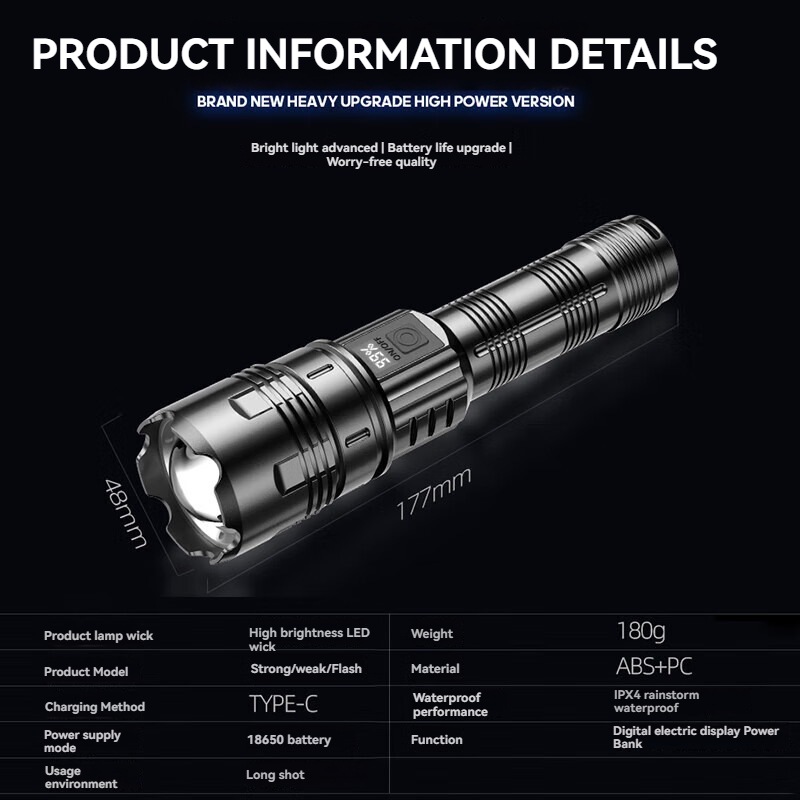 Most Powerful Flashlight Super Bright Rechargeable Led Torch 6000000LM Long RangeTactical Flashlights Zoom Camping Lantren Rechargeable emergency ligh