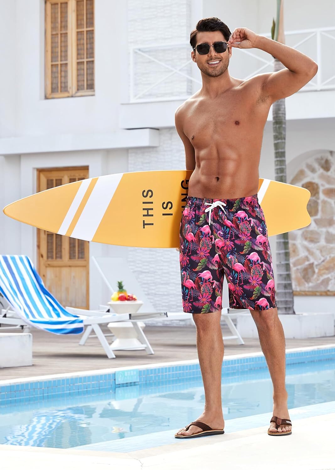 Mens Swim Trunks Quick Dry Swimwear Summer Hawaiian Swimming Beach Shorts with Pocket Bathing Suits for Men fashion
