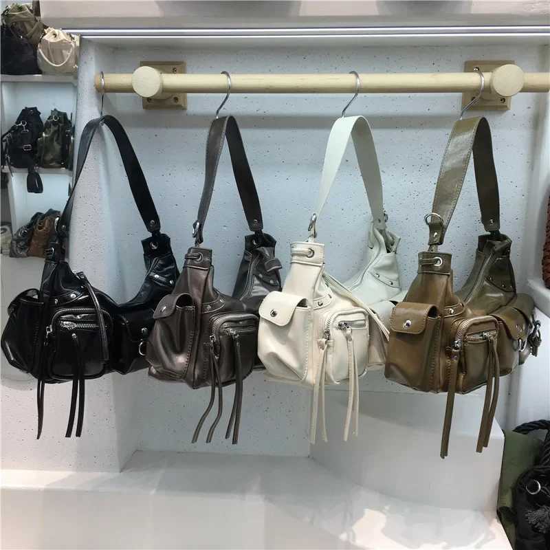 Leg Bag Underarm Spicy Motorcycle Bag, Mti Pocket Lychee Pin hot Handbag, Single Shoulder Tilt Crossbody - Y250318