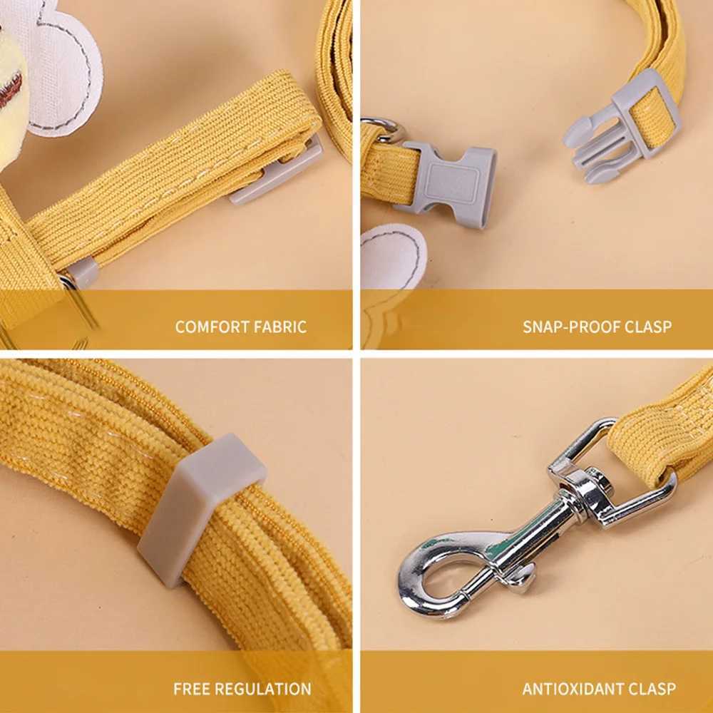 Cat Harness Leash Collar Set Adjustable Cartoon Bee Double Layer Dog Harness For Small Medium Pet Collar Leash Outdoor WalkingT250319
