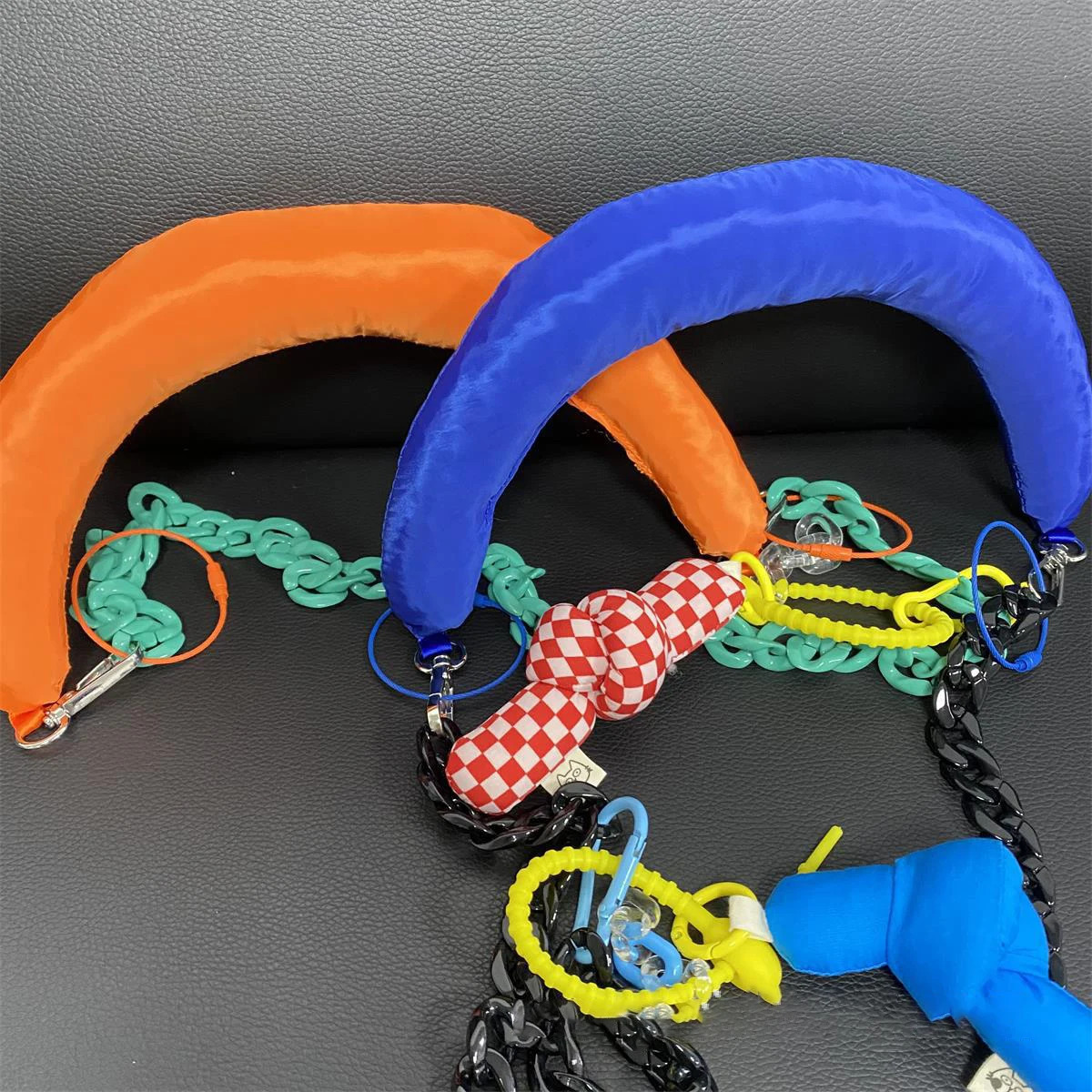 1Pc Knitted Small Bag Extension Belt Wrist Bag Colorful Pull Button Case Shoulder Strap Korean Fashion Bag Pendant Accessories 250318