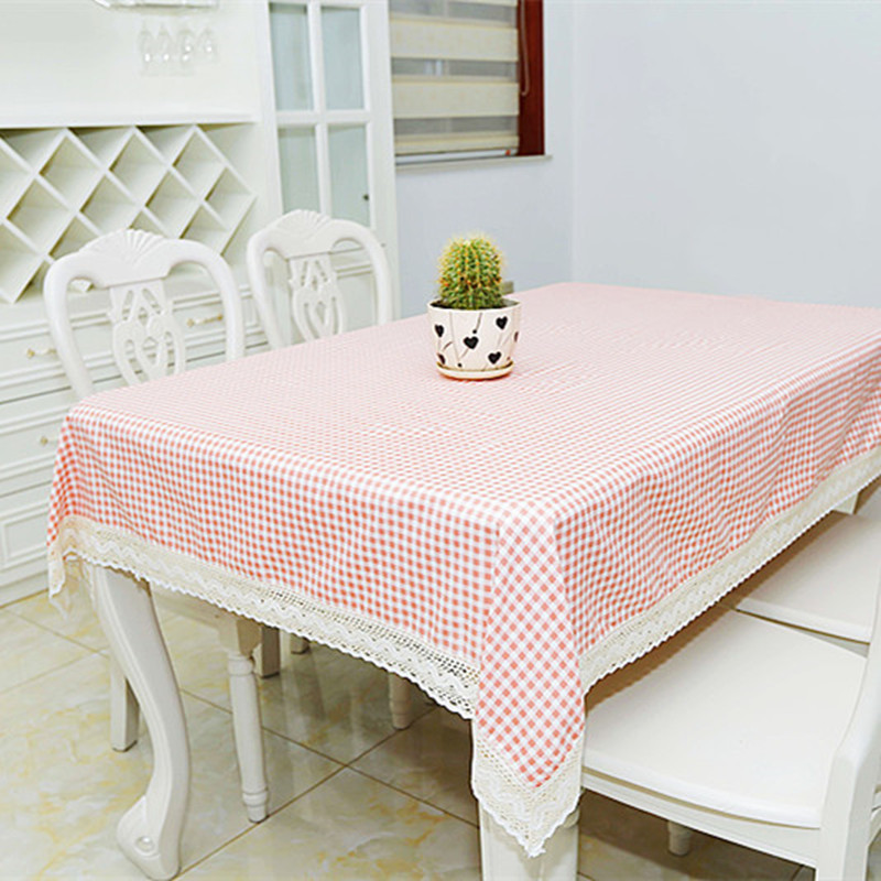 Waterproof tablecloth kindergarten dormitory desk dressing tablecloth rectangular table mat tea table mat lace plaid B77F01