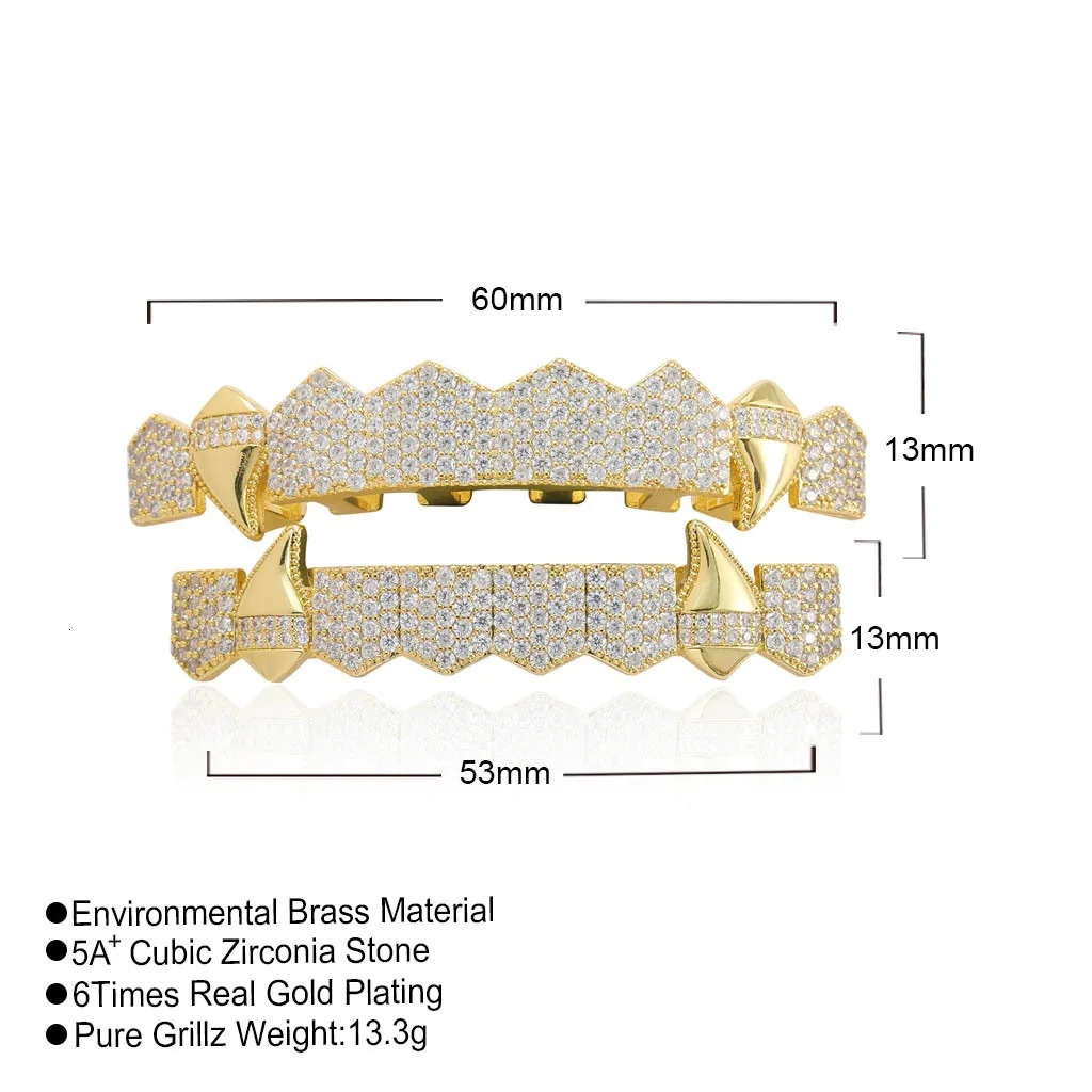 Hiphop Iced Out 5A Zircon Teeth for Men Body Piercing Jewelry Cubic Zirconia Tooth Grills 8/8 Cap Set Halloween 250318