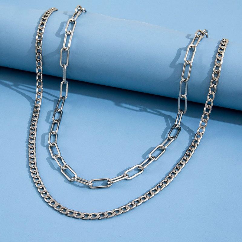 Cross Double Thick Necklaces For Men And Women Hip Hop Punk Retro Multi-layer Choker Jewelry
