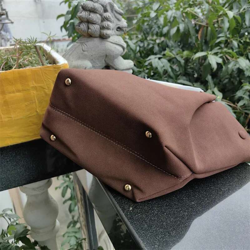 Meet You Vintage Scrub Faux Suede Handbag For Women Autumn Large Capacity Tote Pleated Leather Daily Commuter Shoulder Bag
