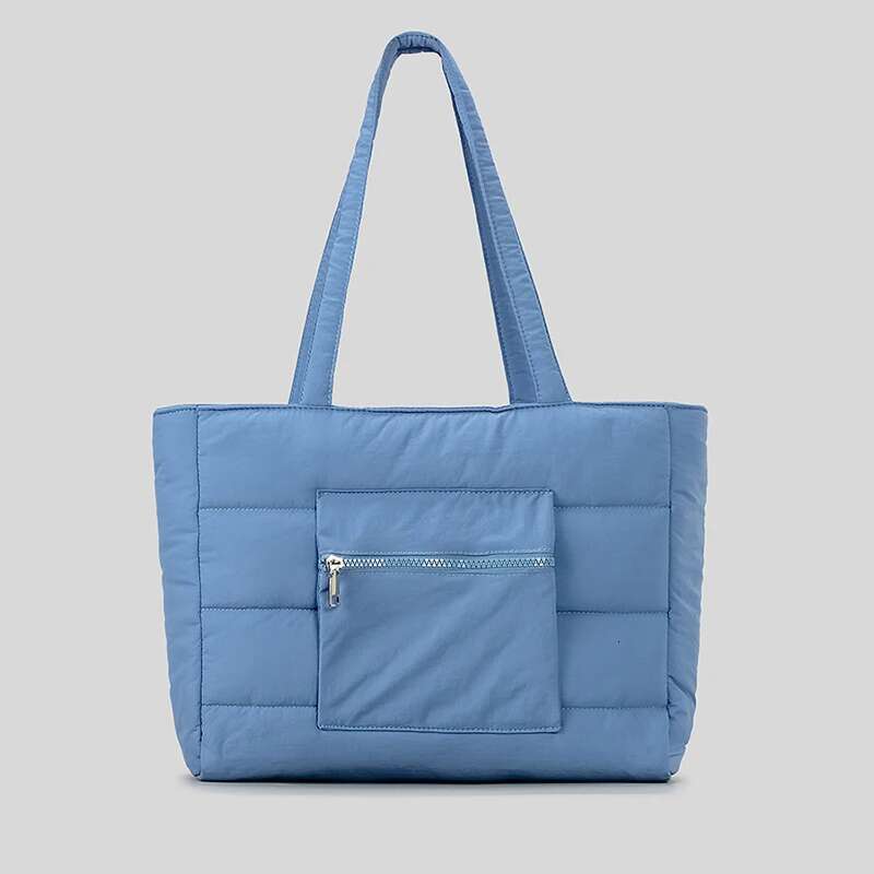 Custom Handbag Manufacturer Fashion Light Weight Padded Down Cotton Soft Quilt Nylon Puffer Tote Bag For Women Shopping