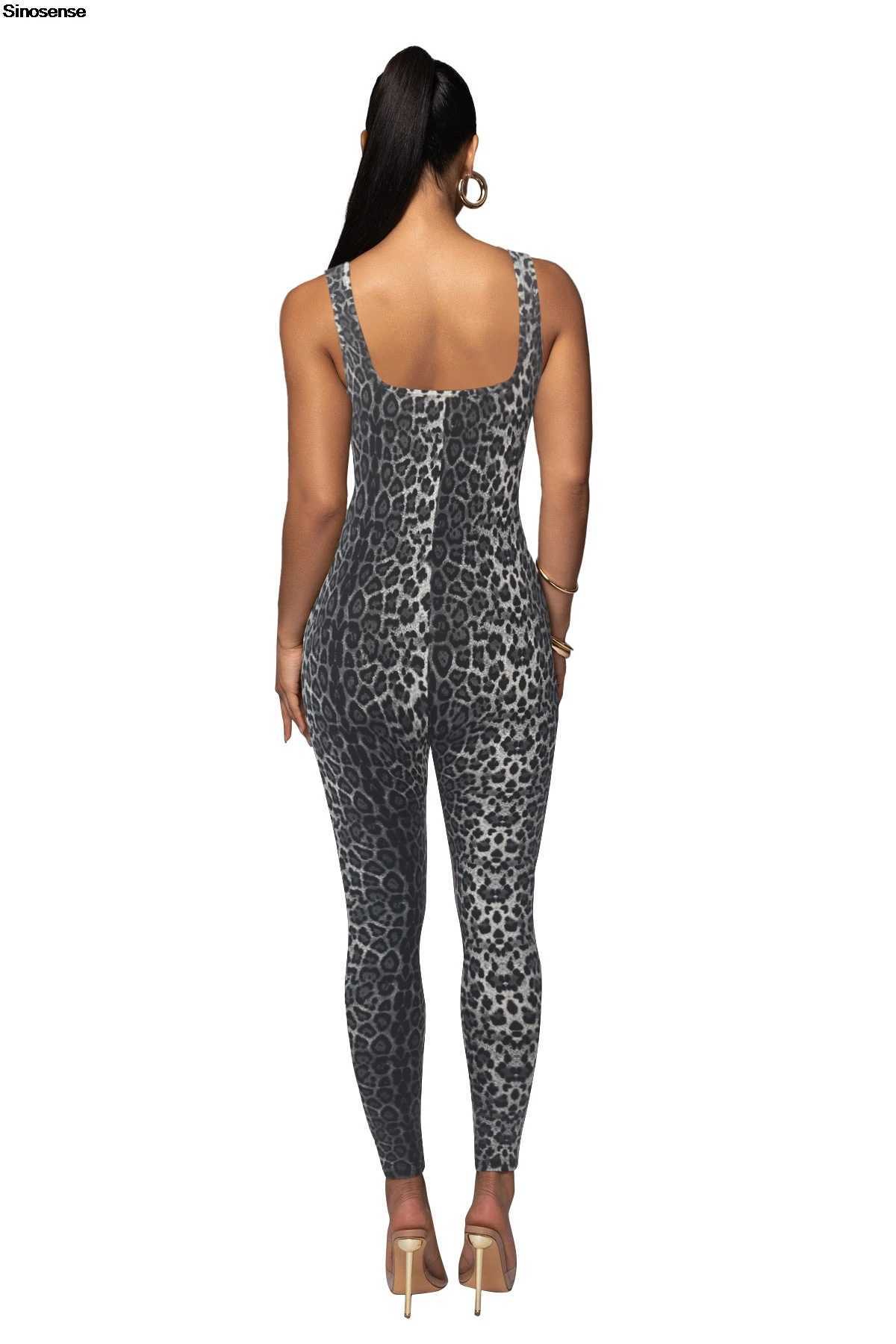 Womens Leopard Print One Piece Jumpsuits Sexy Slveless Tank Bodycon Workout Sports Rompers Y2K Night Club Party Outfits X250318