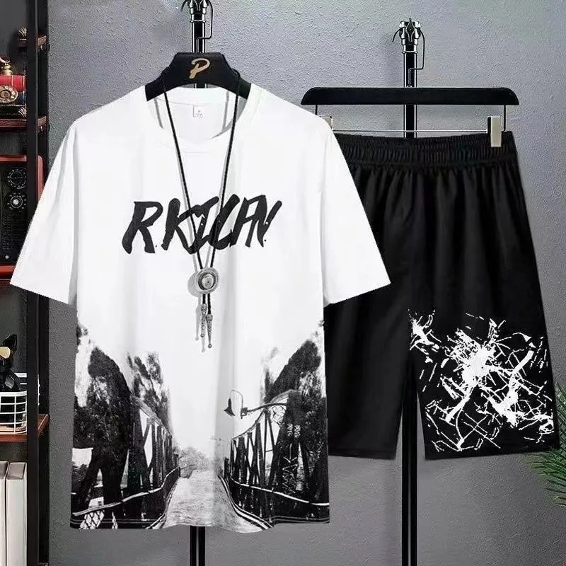 Mens Sports Set Short sleeved T-shirtsShorts 2-piece Set Casual breathable Summer Sets Fashion Tracksuit Suit for Men 250318