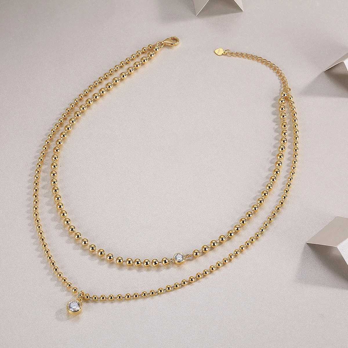 JIUZUAN S925 Silver Moissanite Layered Necklace Set D Color VVS1 Double Chains Sparkling Pendant Hypoallergenic Christmas Gift W250318