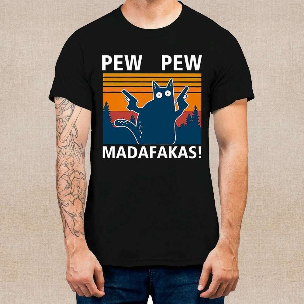 Men's Short Sleeve Summer T-shirt, Round Neck, Printed Pew Pattern, Casual and Breathable Clothing, Fashionable, Size S-6XL
