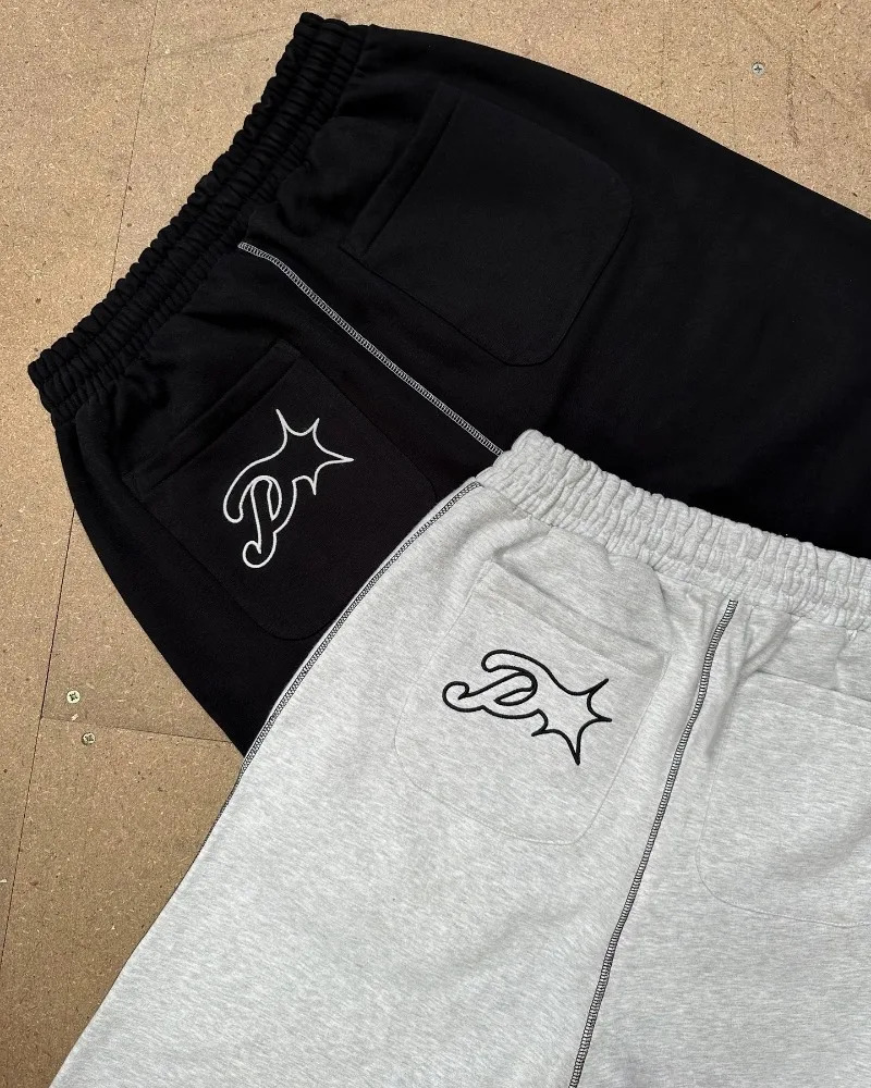 Y2K fashion casual loose pants womens street lace Harajuku retro Gothic mens straight leg wide 250317