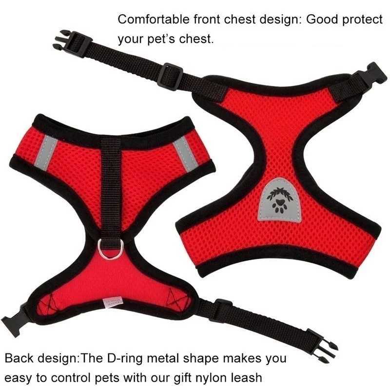 Cat harness adjustable vest walking rope set suitable for dog collars breathable mesh harness suitable for small and medium-sized cats and dogs pet le