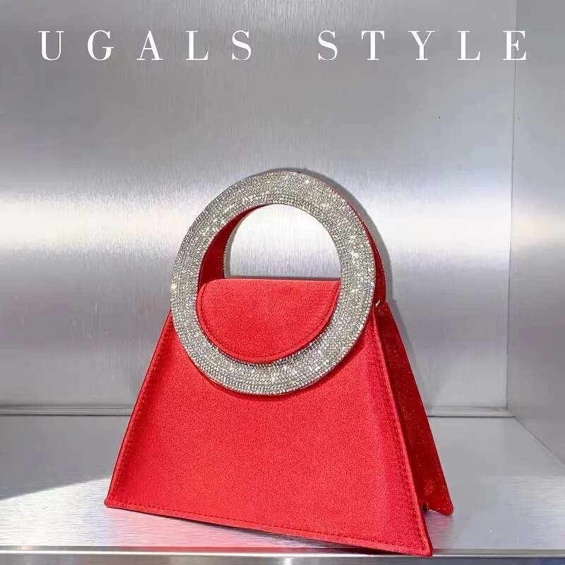 Women Fashion Handbag Satin Square Wedding Party Clutch Purse Glitter Shiny Dias Handle Evening Crossbody Bag