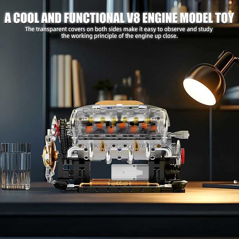 MOC Technik Electrically Driven V8 Engine Model Car Building Blocks Set Creative Educational Toys Christmas Gifts For Boys Kids W250318