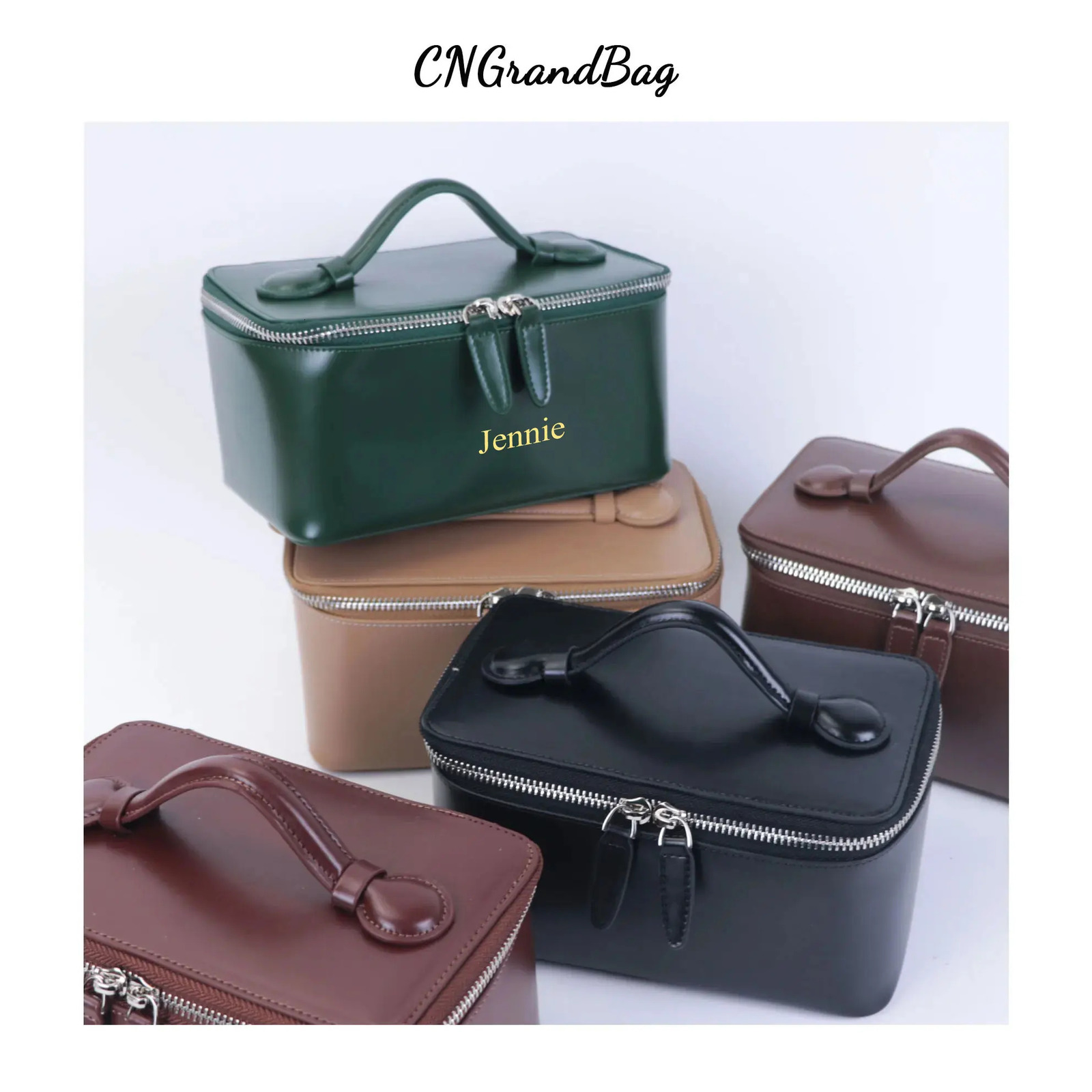 Customized Genuine Leather Hand-Held Cosmetic Bag Large-Capacity Storage Bag Wash Bag Waterproof Stiff Travel Bath Storage Box 250314