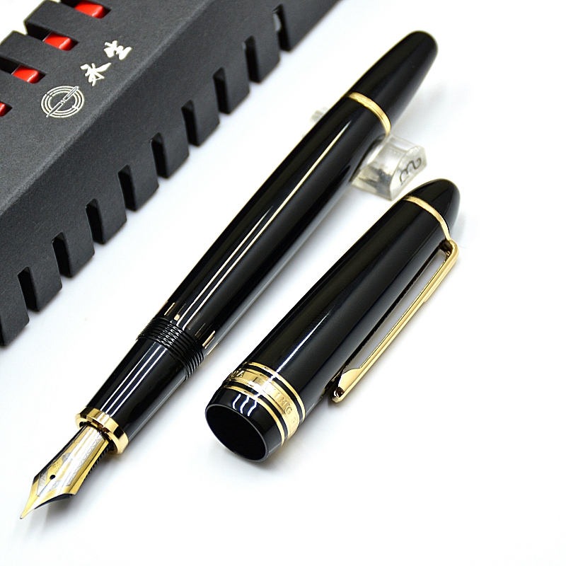 wholesale Wingsung 629 Piston Filling Classics Fountain Pen Best Black & Blue Resin Business Office Writing Ink Pens With Gift Box
