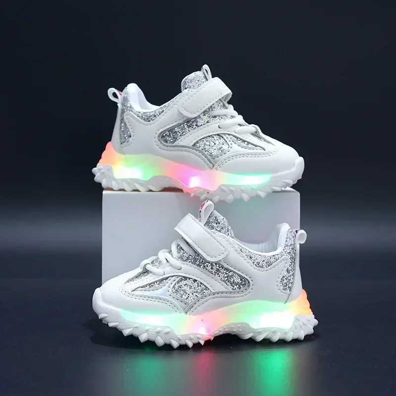 2025 Summer Sneakers Kids Fashion Girls LED Light Shoes Letter Mesh Breathable Luminous Shoes Casual Sports Shoes Boys Shoes W250318