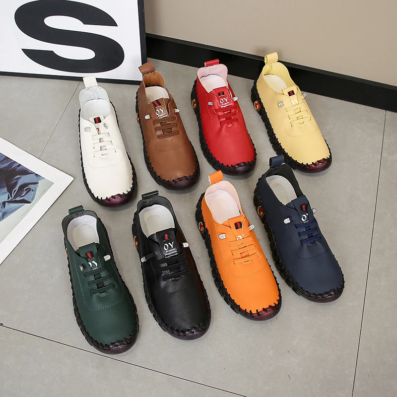 Sneakers Women Shoes Loafers Lace Up Leather Flat Spring Ladies Casual Shoes Outdoor Travel and Walking Women Shoes 250318