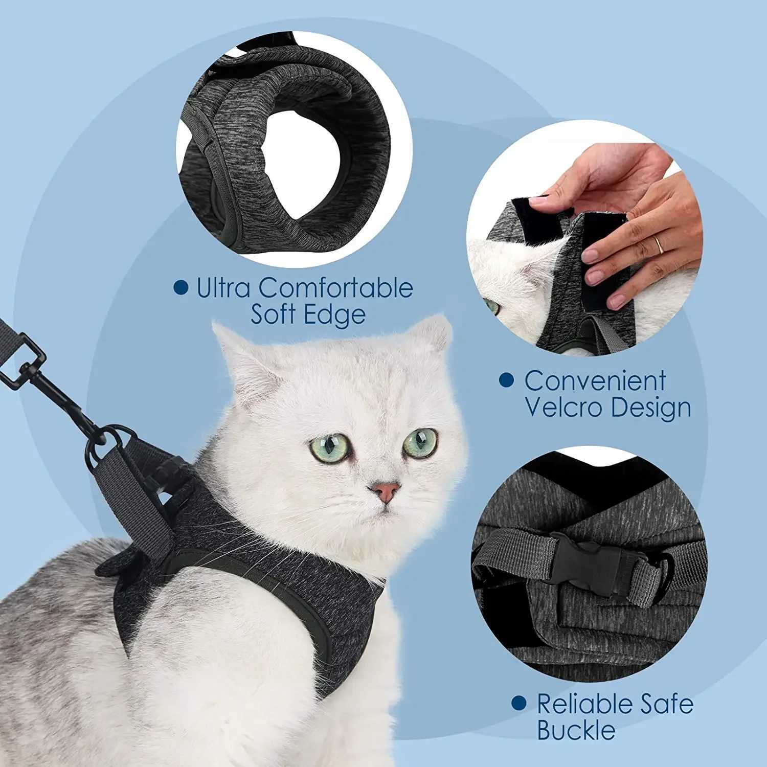 Adjustable Anti-Escape Small Cat Belt Kitten Harness Light Breathable Soft Pet Vest Wiring Harness Traction Belt Kitten WalkingT250318