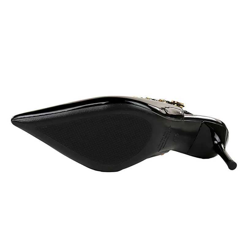 BIGTREE Shoes Metal Chain Temperature Pump Patent Leather New Temperature 7cm 9.5cm H Temperature Summer Stiletto Sandals High H Y250317