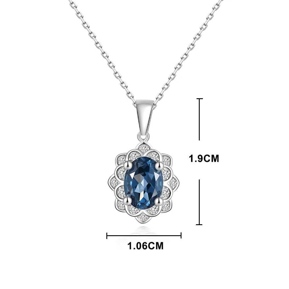 Classic design natural London blue yellow jade 925 sterling silver pendant necklace suitable for women and girls holiday exquisite jewelry gifts W2503