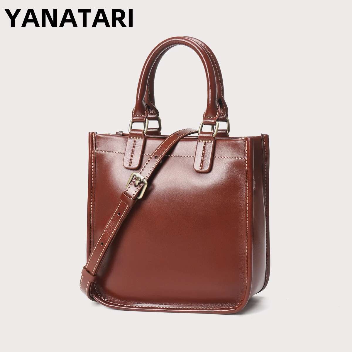 YANATARI Vintage messenger cowhide leather handbags minimalist square Crossbody women female bag