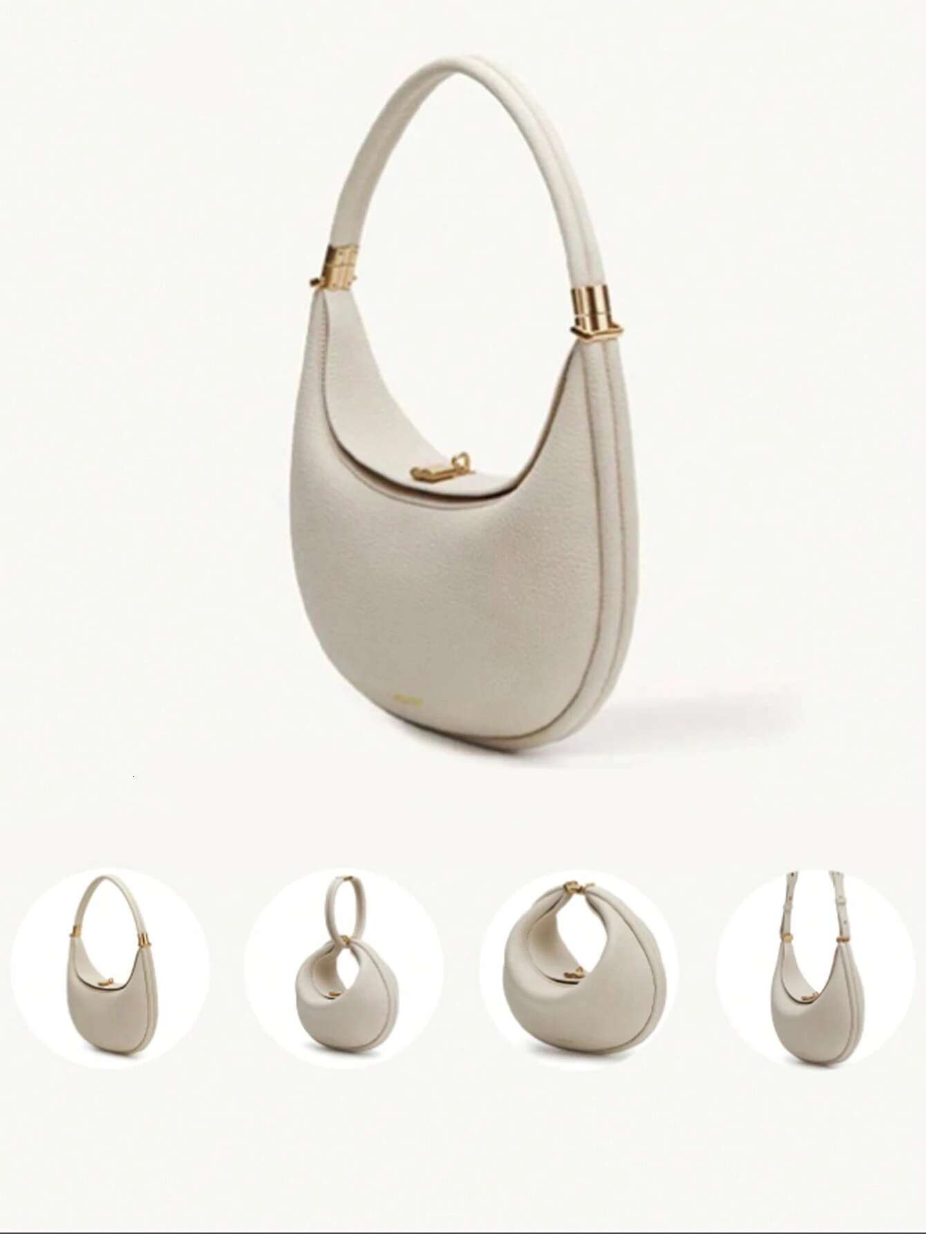 Fashionable, simple and versatile bag, one-shoulder solid color temperament, French cross-body crescent bag for youth