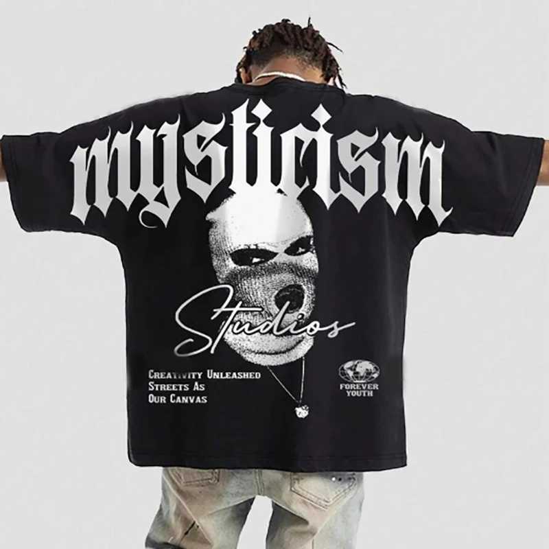 Mens Fashion Loose Comfortable Soft Short Sleeve American Retro Style Round Neck T-shirt Street Wear New Y2K TopT250318
