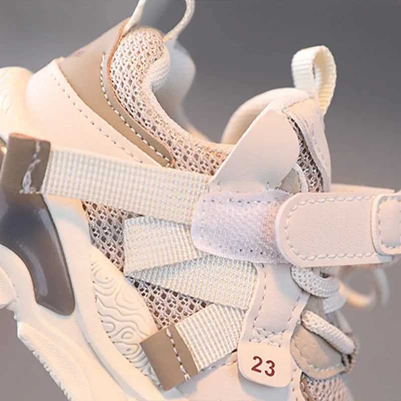 2024 Kids Sport Shoes Fashion Cross-tied Mesh Breathable Boys Sneakers Spring Autumn Children Girls Outdoor Running Shoes G02122XJ250318