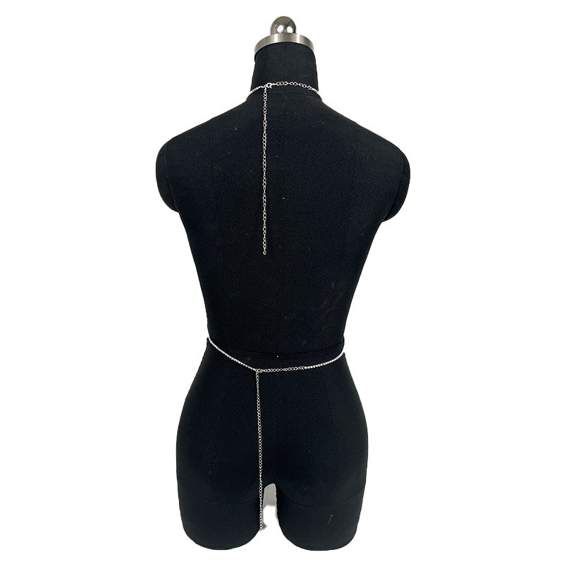Stage Wear Dance Accessories Sexy butterfly body chain, European and American rhinestone clothing chain, chest chain, summer beach sparkling diamond b
