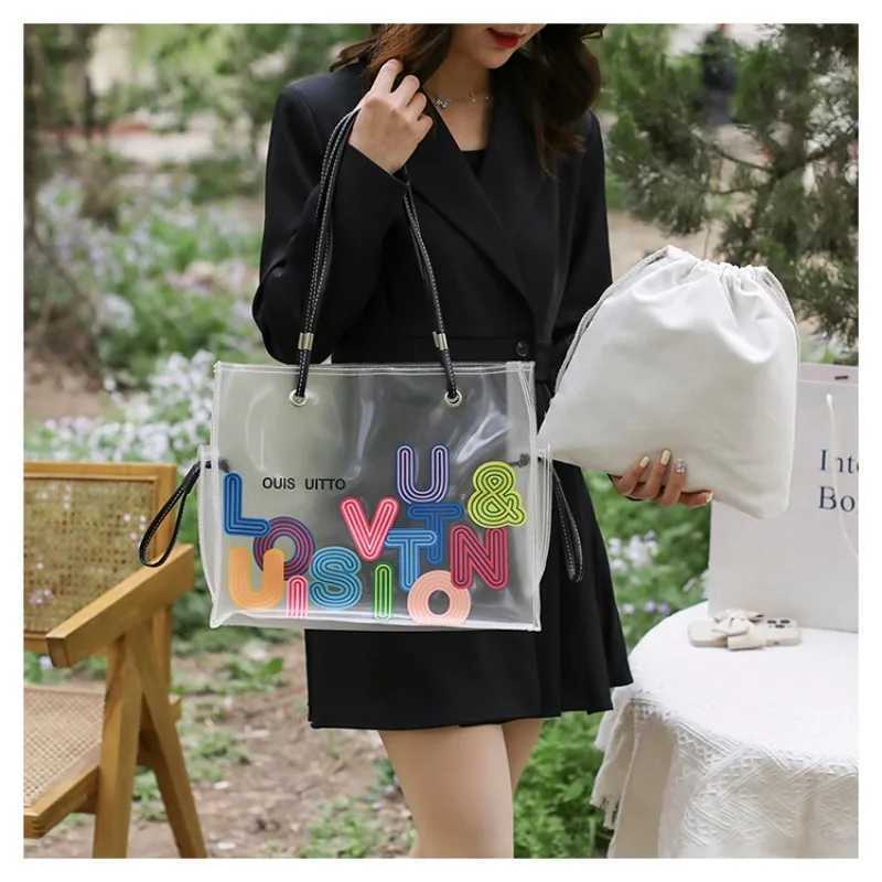Hundreds of transparent jelly bag five large capacity 2025 new fi niche handbag shoder bag Tote bag spring and summerT250318
