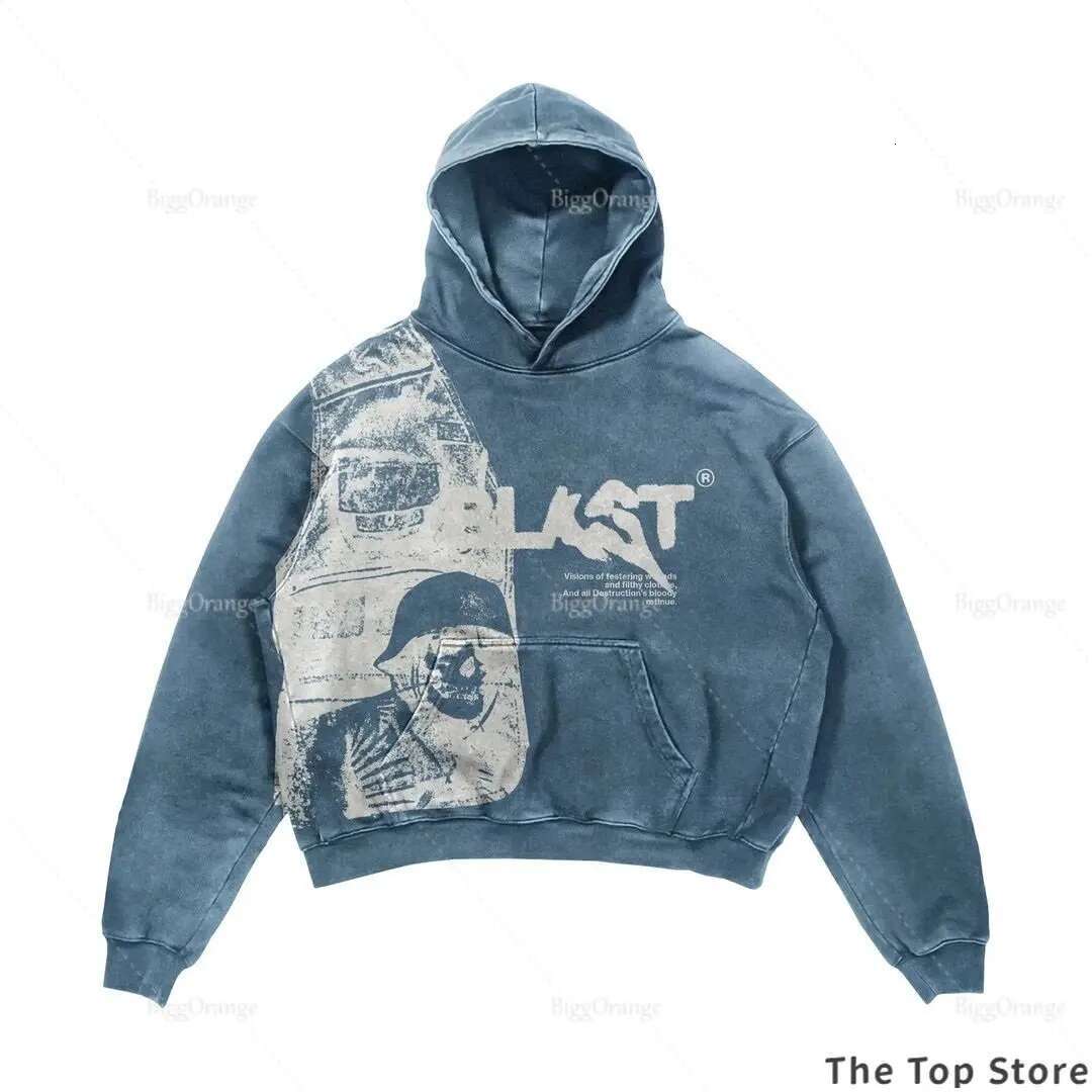 Designer Hoodie Casual Retro 2025 Light Luxury Coats Streetwear Gothic Letter Explosion Print Pattern Skull Fashion Hoodie Haruku Men's Wear