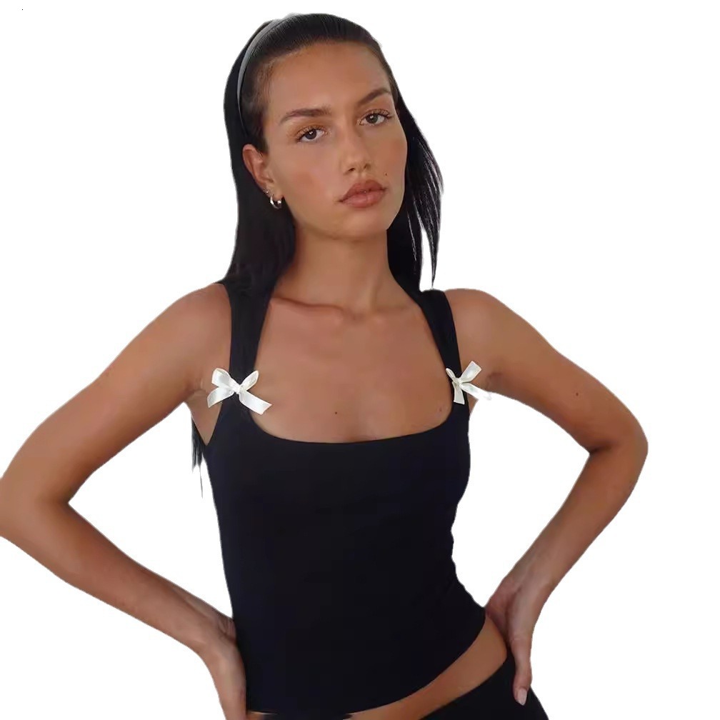 2024 New Summer Y2k Fashion Bow Short Strap Slim Fit Vest For Women