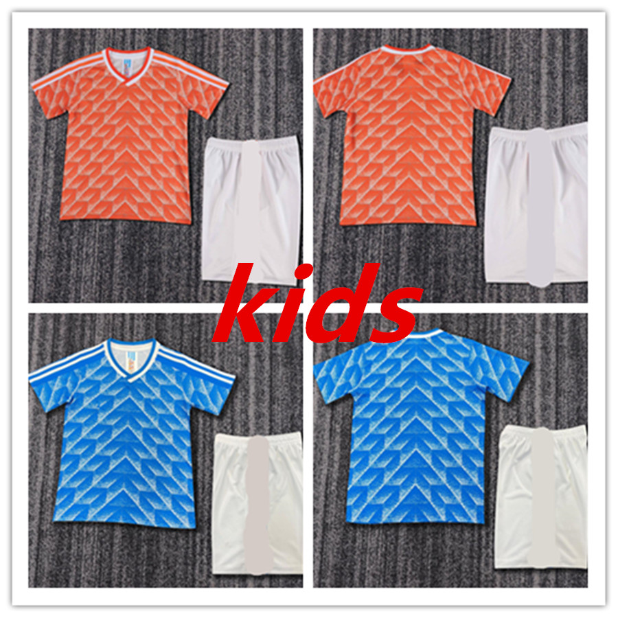 Kids Retro Netherlands 1988 home away Soccer Jerseys van Basten Gullit Koeman Vintage Holland Shirt Classic Kit