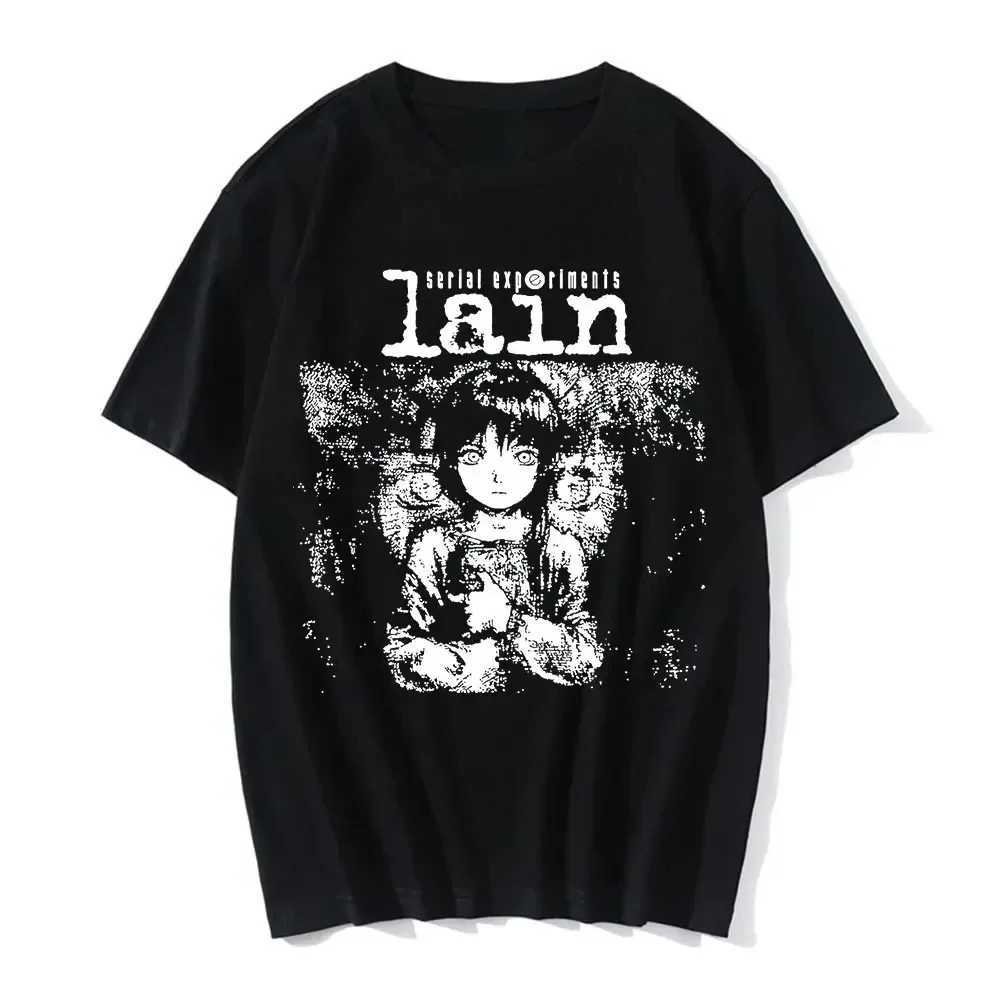 Anime series experiment Lain T-shirt womens graphic T-shirt Iwakura manga girl science fiction short sleeved T-shirt womens top Y2k topXJ250318